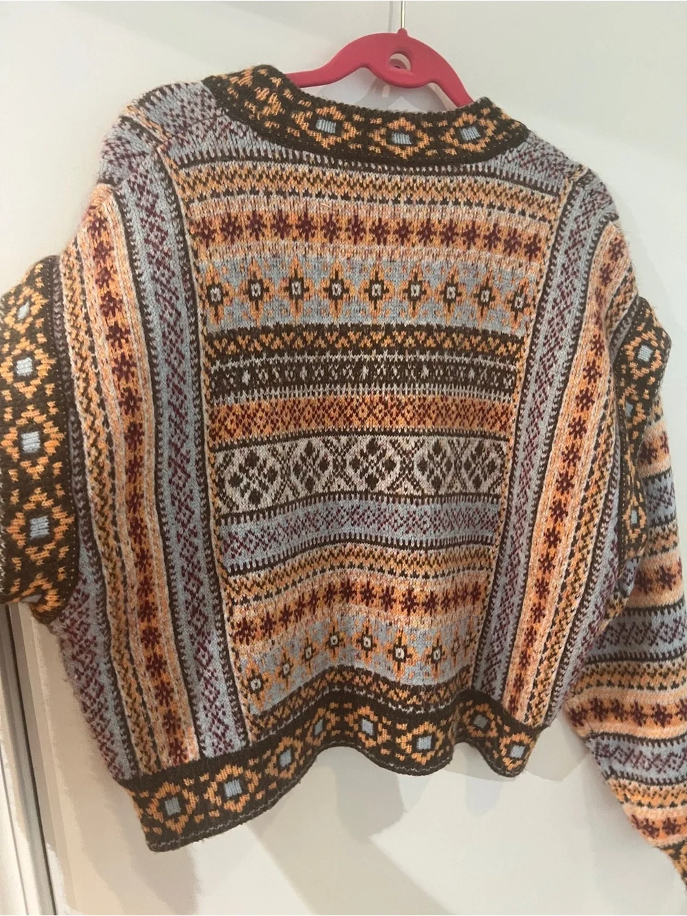 Mango Multicolor Fair Isle Turtleneck Sweater - Blue, Brown, Cream
